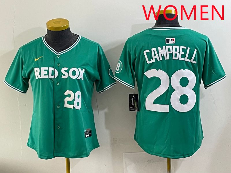 Women 2025 Boston Red Sox #28 Campbell Dark Green Joint Name Nike MLB Jersey style 3->women mlb jersey->Women Jersey